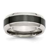 Sophia Jewelers Stainless Steel and Black Ceramic Engravable Band Sleek Modern Design